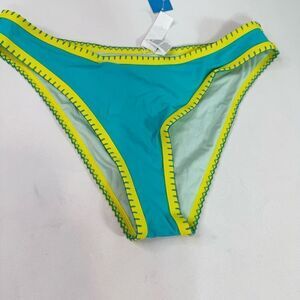 Cupshe Swim Bottom Womens Large Bikini High Rise Cheeky Blue NEW